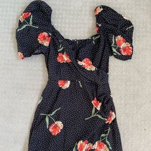 Forever 21 Puff sleeve, mini polka dot dress